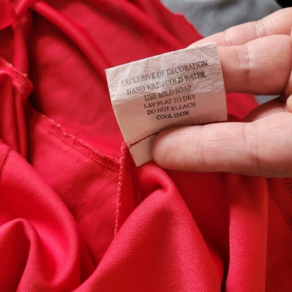 Ruby Rox Y2K Mesh Babydoll Red Midi Dress Sz Medium Asymmetrical Romantic Fairy - Picture 5 of 11